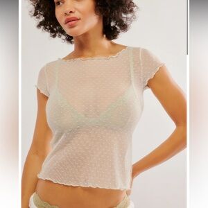 NWT Free People Sheer White Top